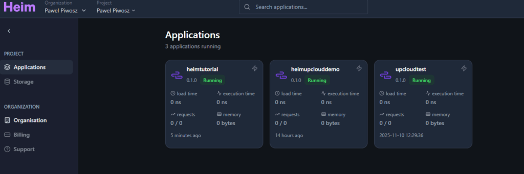 The application is now deployed - Heim.