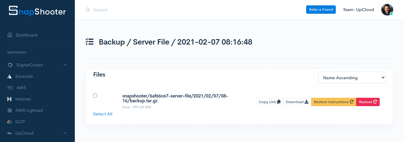 SnapShooter server file backups