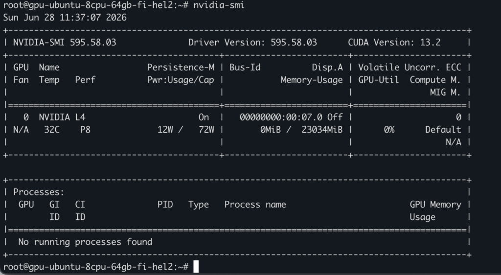 3 nvidia smi status - Run LLM locally using UpCloud’s GPU server and Docker Model Runner