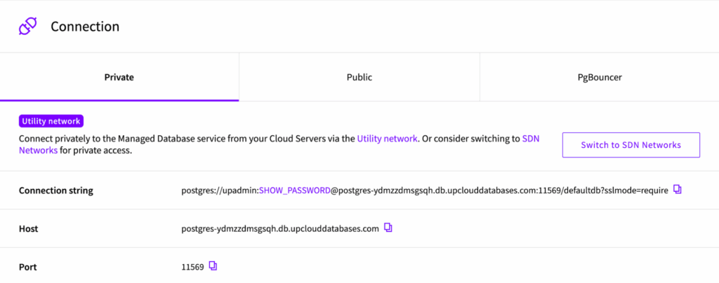 5 managed databases connection details - Installing pgvector on UpCloud Managed PostgreSQL