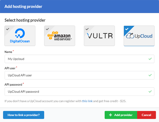 Add a new hosting provider
