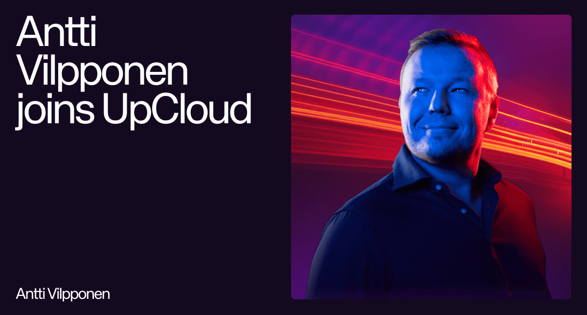 Portrait of Antti Vilpponen, announcing that he has joined the team at UpCloud.