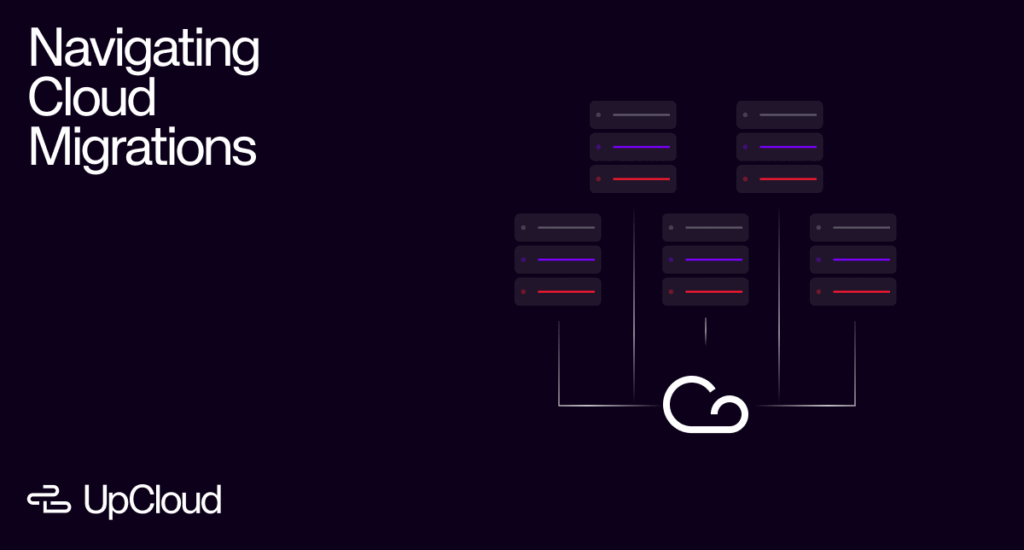 Cloud icon connected to server racks, illustrating navigating cloud migrations.