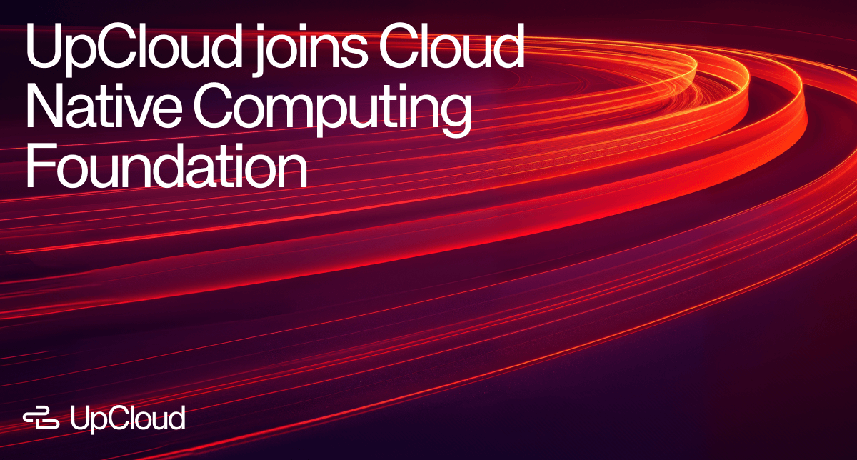 Fast and bright red light trails used on a blog post banner announcing that UpCloud has joined CNCF.