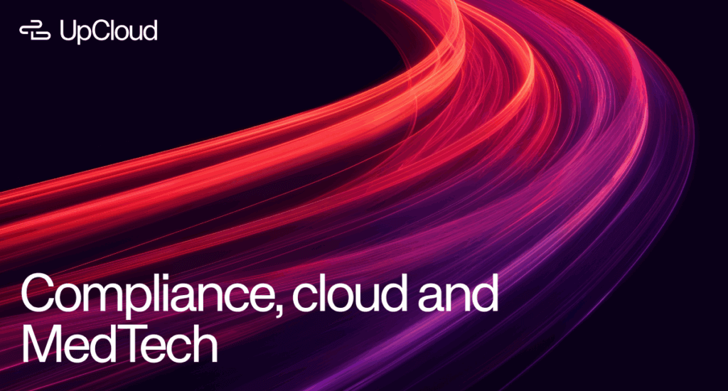 Background with data trails with blog post title and the UpCloud logo.