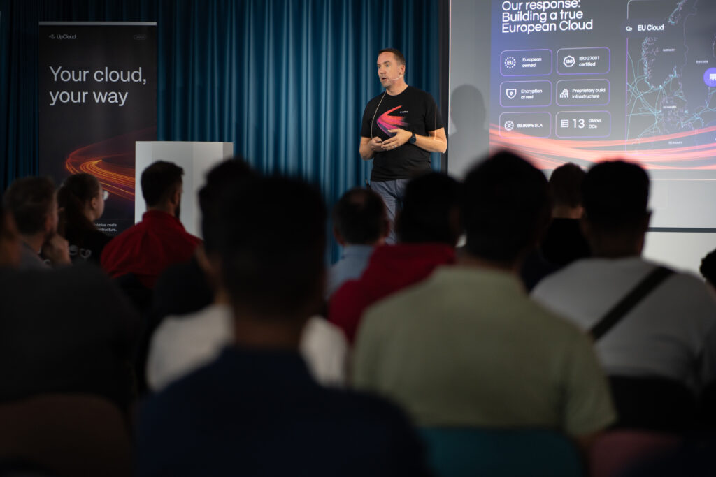 Mikael Storbjörk, Partner Manager at UpCloud, presenting at UpCloud Connect Stockholm 2025.
