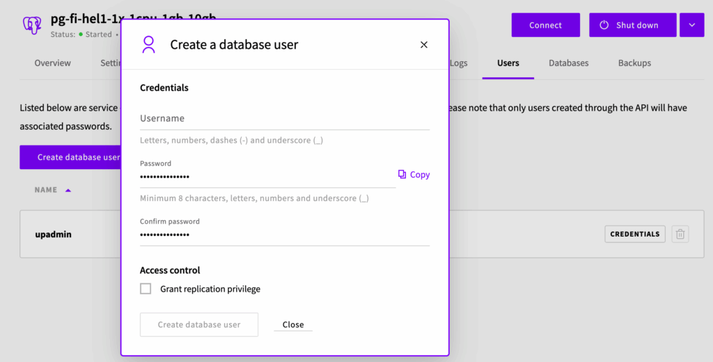 create user - What You Get When You Choose UpCloud’s Managed Databases