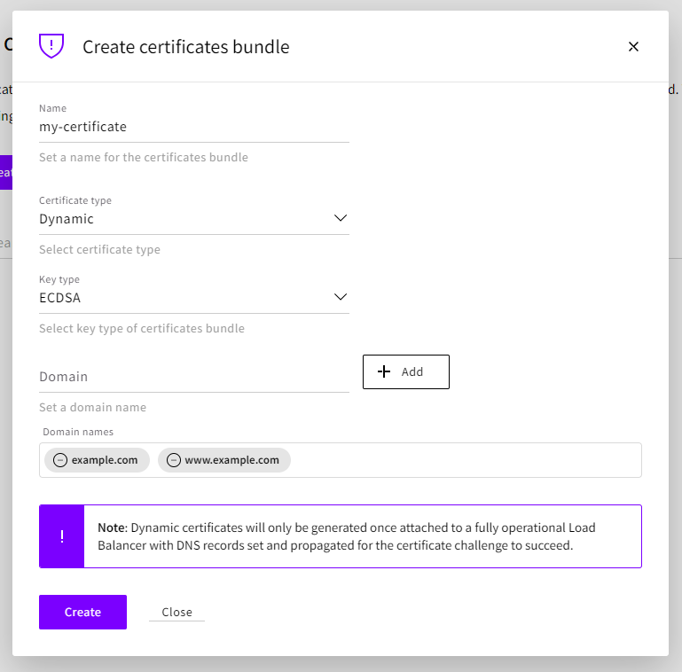 Create certificates bundle - Dynamic
