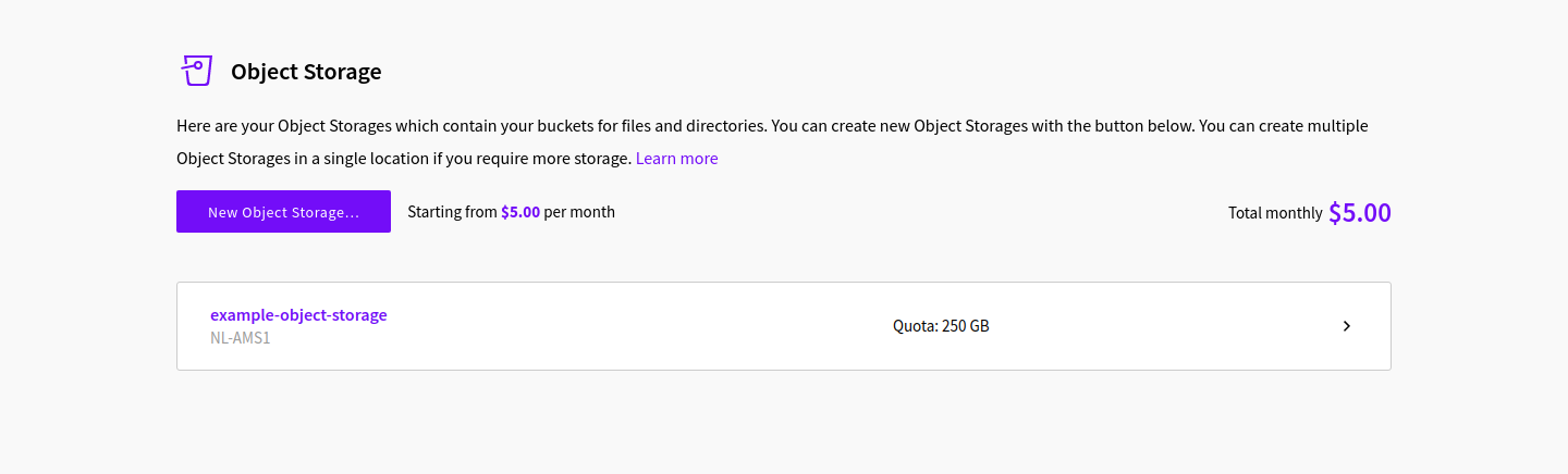 Example Object Storage