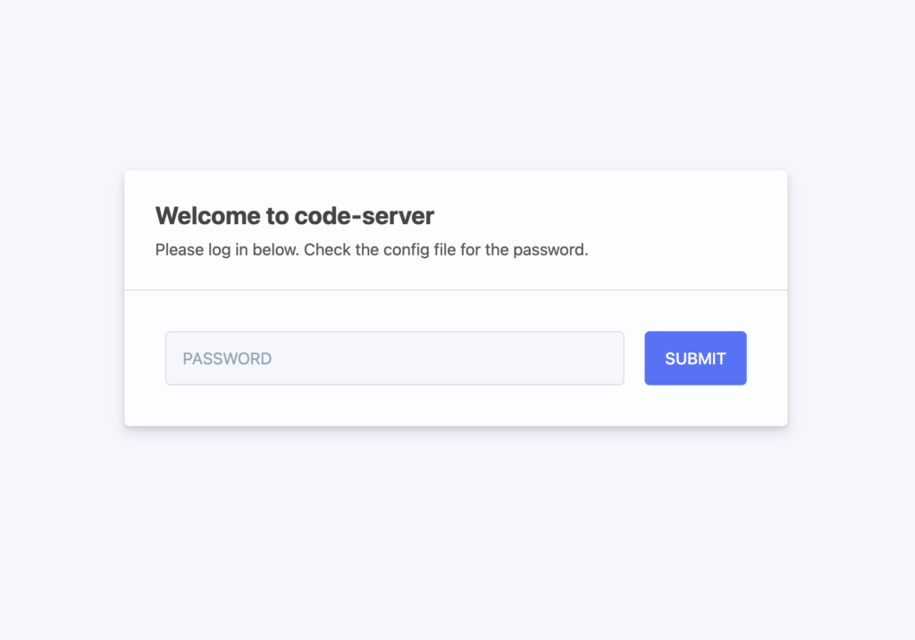 code-server login page