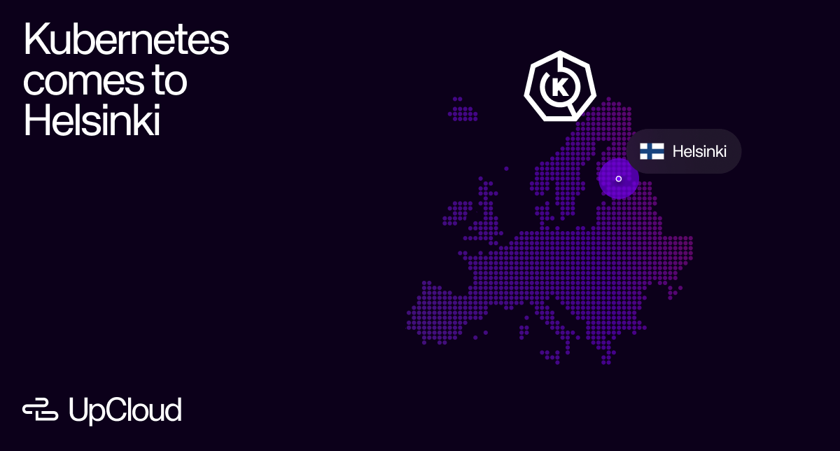 Map of Europe and a Kubernetes logo over Finland, highlighting that Kubernetes Community Day is coming to Helsinki.
