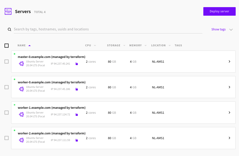 Kubernetes cluster as seen in UpCloud Control Panel