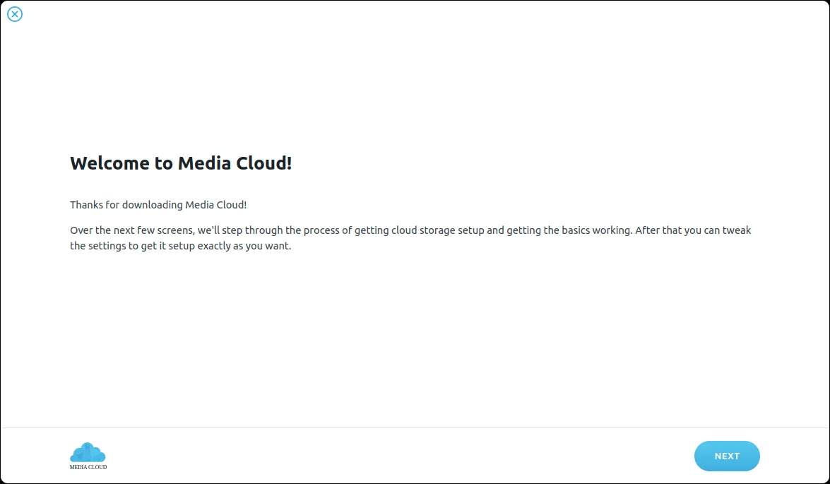 Media Cloud setup welcome page