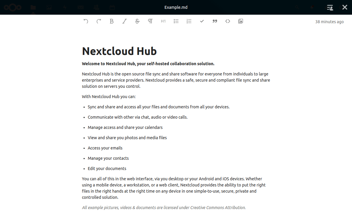 Nextcloud document editor