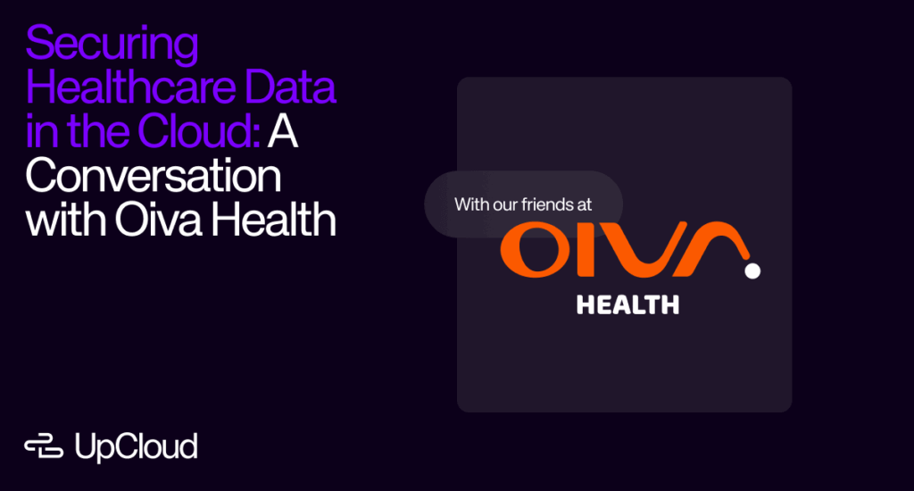 UpCloud and Oiva Health's logo on black, promoting Cloudscape episode
