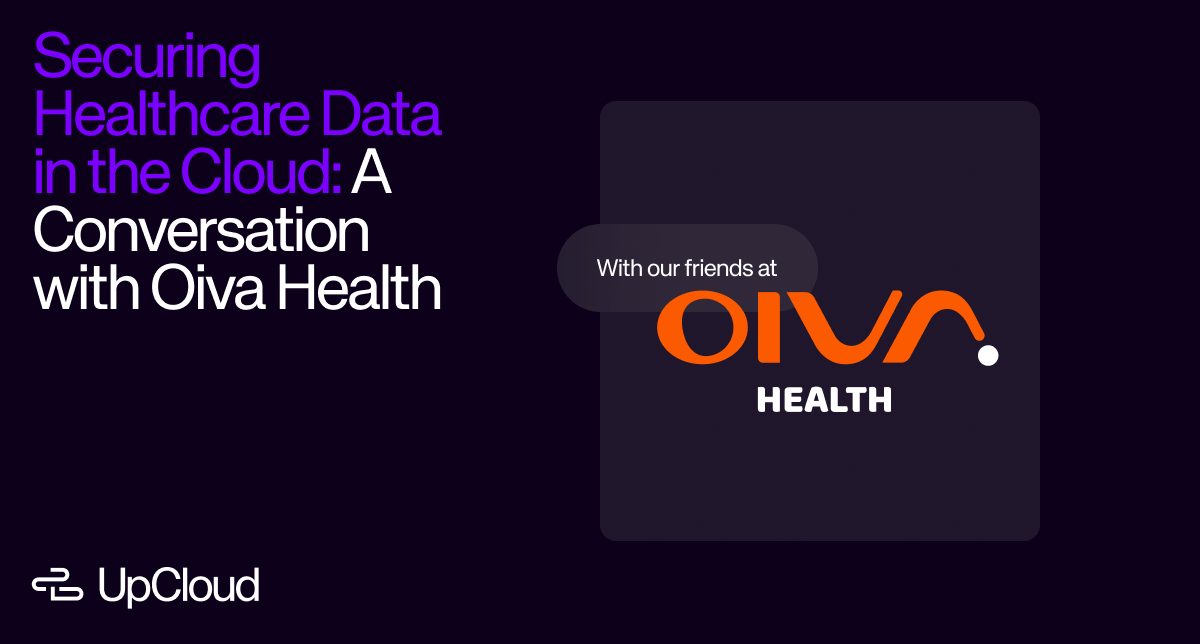 UpCloud and Oiva Health's logo on black, promoting Cloudscape episode