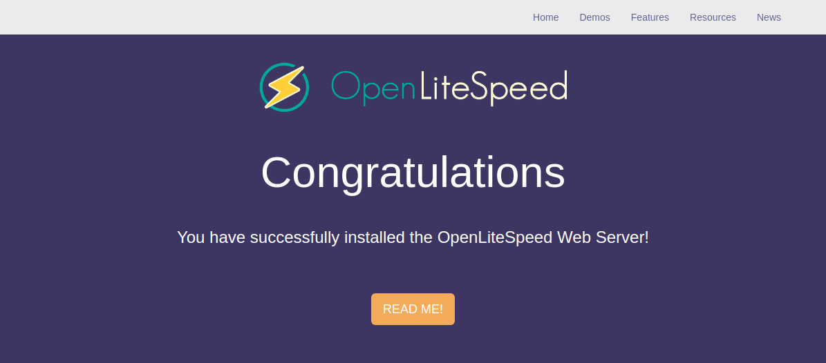 OpenLiteSpeed congratulations