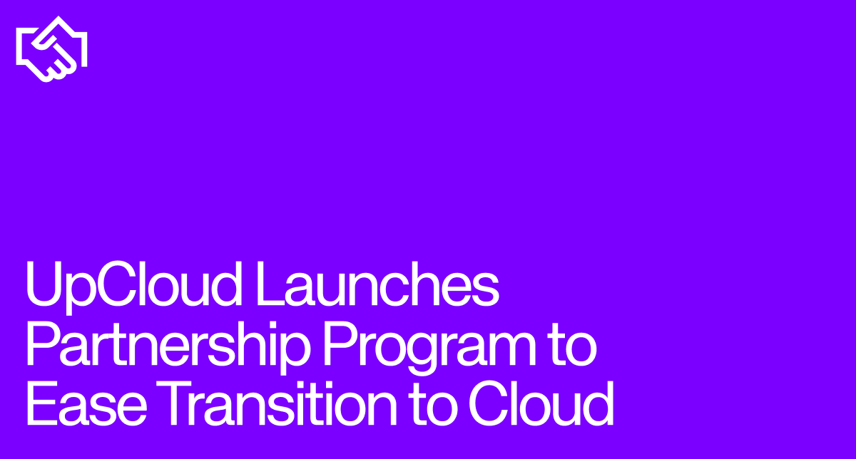 Launch blog post for the UpCloud Partnership Program, featuring a minimalistic purple cover image.