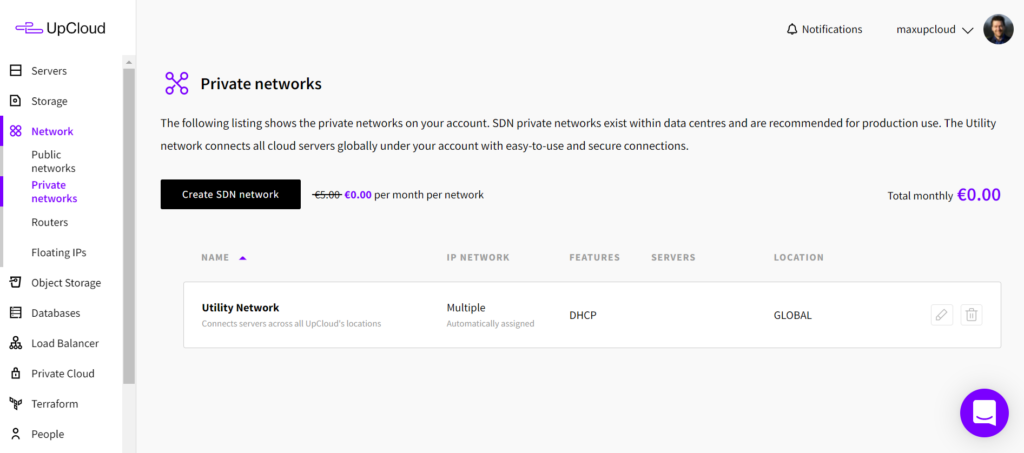 Create SDN Network button