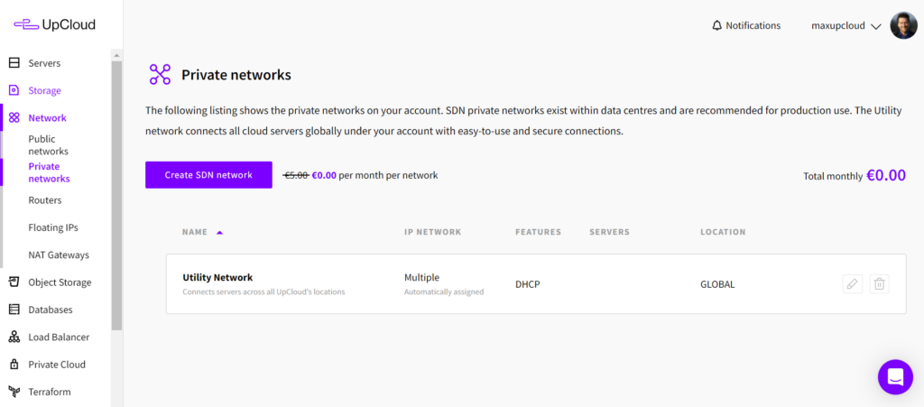 Private networks view