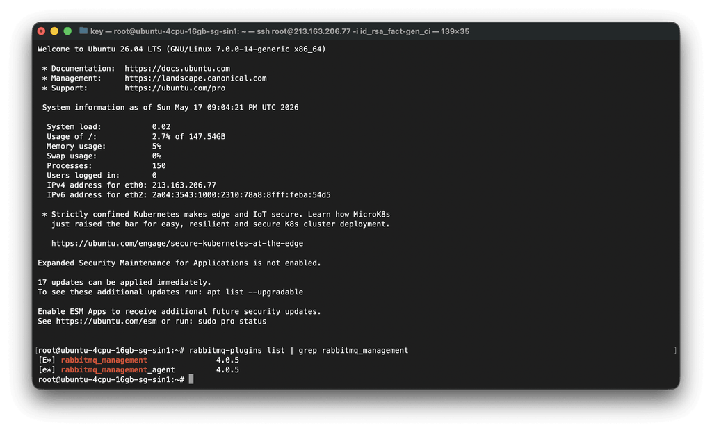 RabbitMQ management plugin enabled on Ubuntu