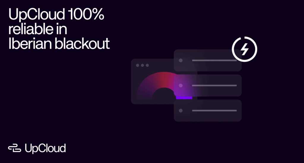 Visualization of UI elements with a lightning bolt icon, signalling 100% reliability during the Iberian blackout in April 2025.