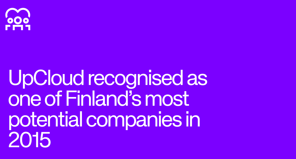 Blog post with the title "UpCloud recognised as one of Finland’s most potential companies in 2015".