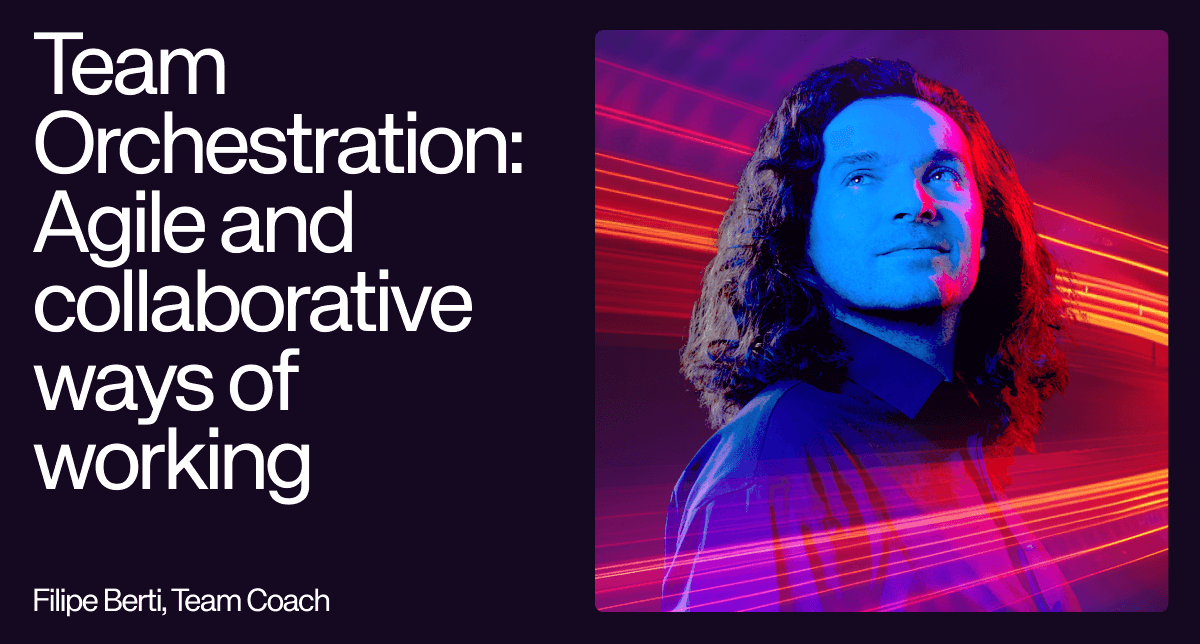 Filipe Berti, UpCloud Team Coach, in an image highlighting insights on effective team orchestration and agile methodologies.