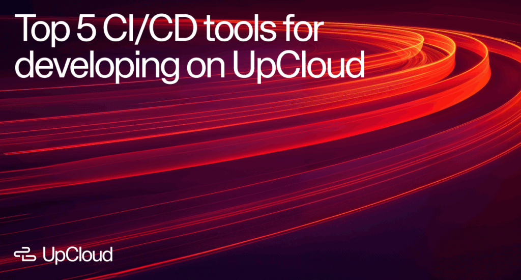 Title of blog post about top 5 CI/CD tools, with a data trail background.
