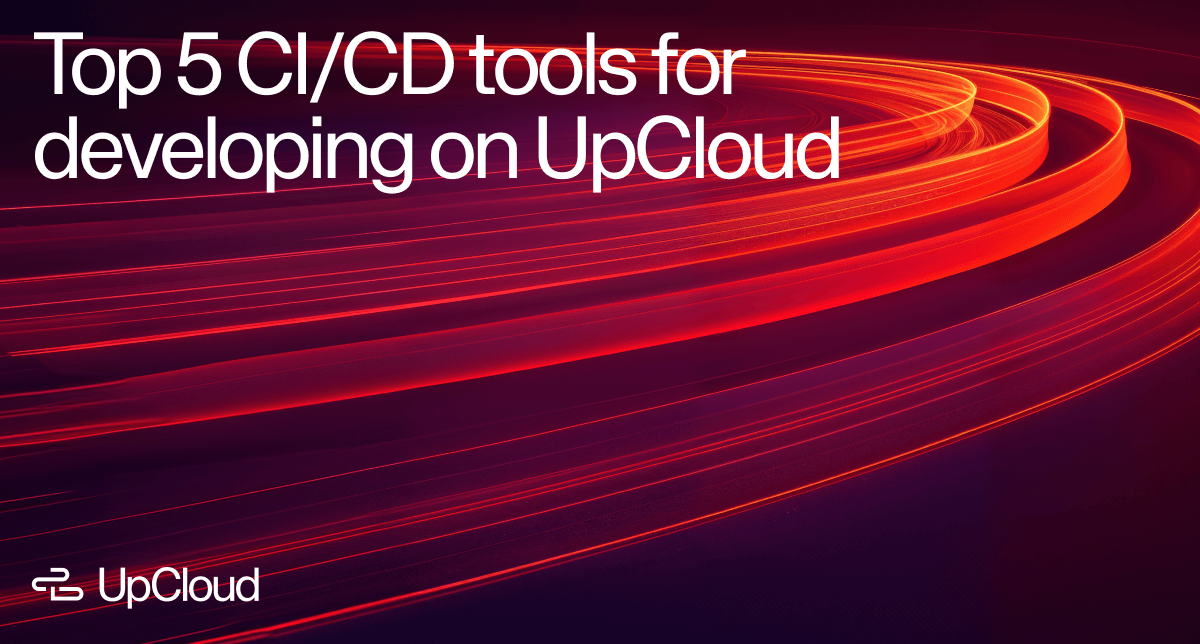 Title of blog post about top 5 CI/CD tools, with a data trail background.