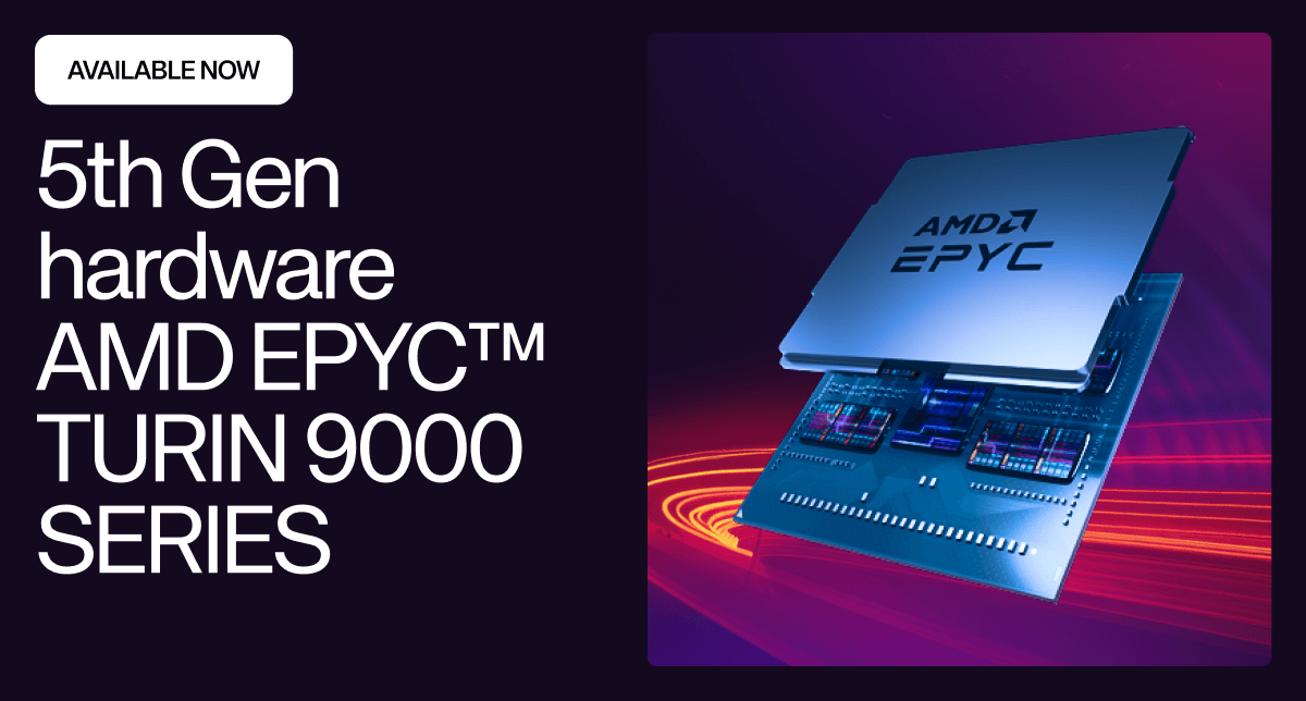 AMD EPYC Turin 9000 series CPU, representing UpCloud's new 5th Gen hardware availability.