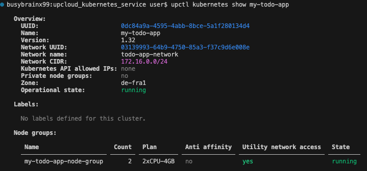 upcloud upctl show kubernetes app - Deploying an Edge-Ready Kubernetes Cluster Using UpCloud Kubernetes Service (UKS) and CLI