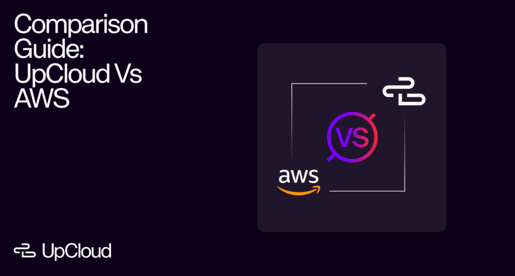 UpCloud logo next to Amazon Web Services (AWS) logo with a "VS" icon, representing a comparison guide.