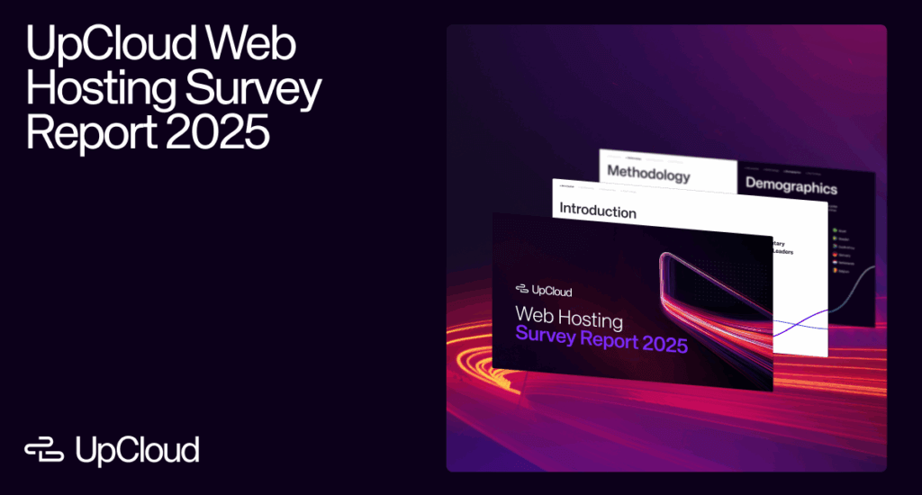 Cover of a UpCloud's web hosting survey report
