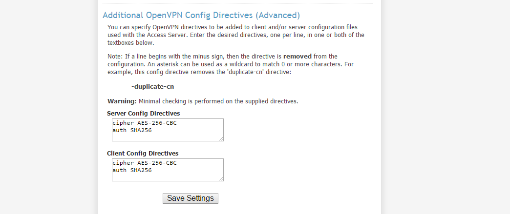 Additional Config Directives