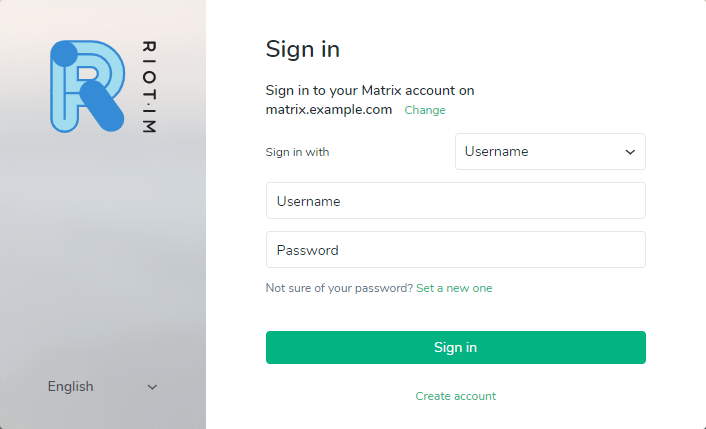 Matrix Riot username and password