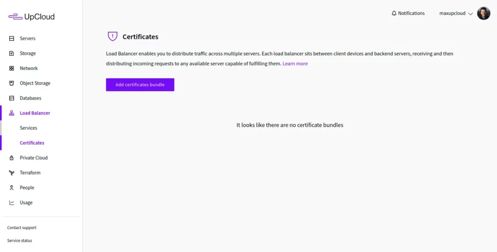 Load Balancer certificate manager